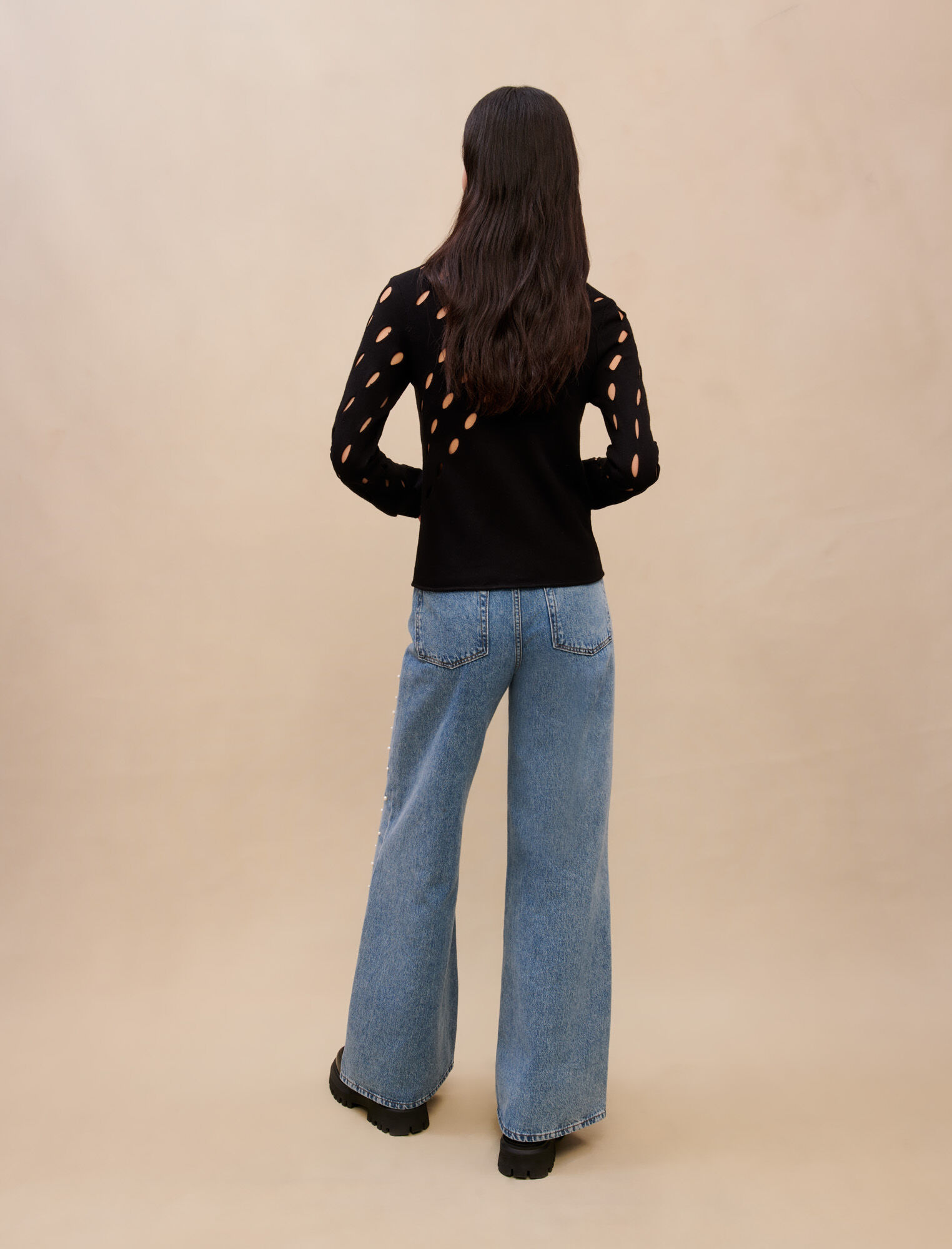 Openwork knit sweater