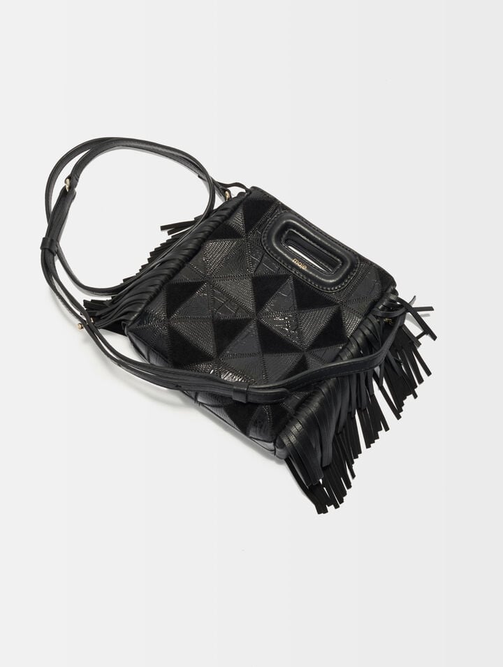 Sac M mini patché en cuir