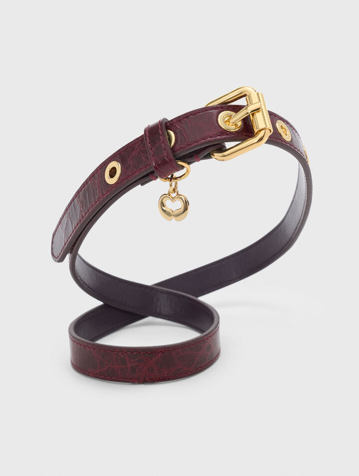 Slim leather belt with eyelets