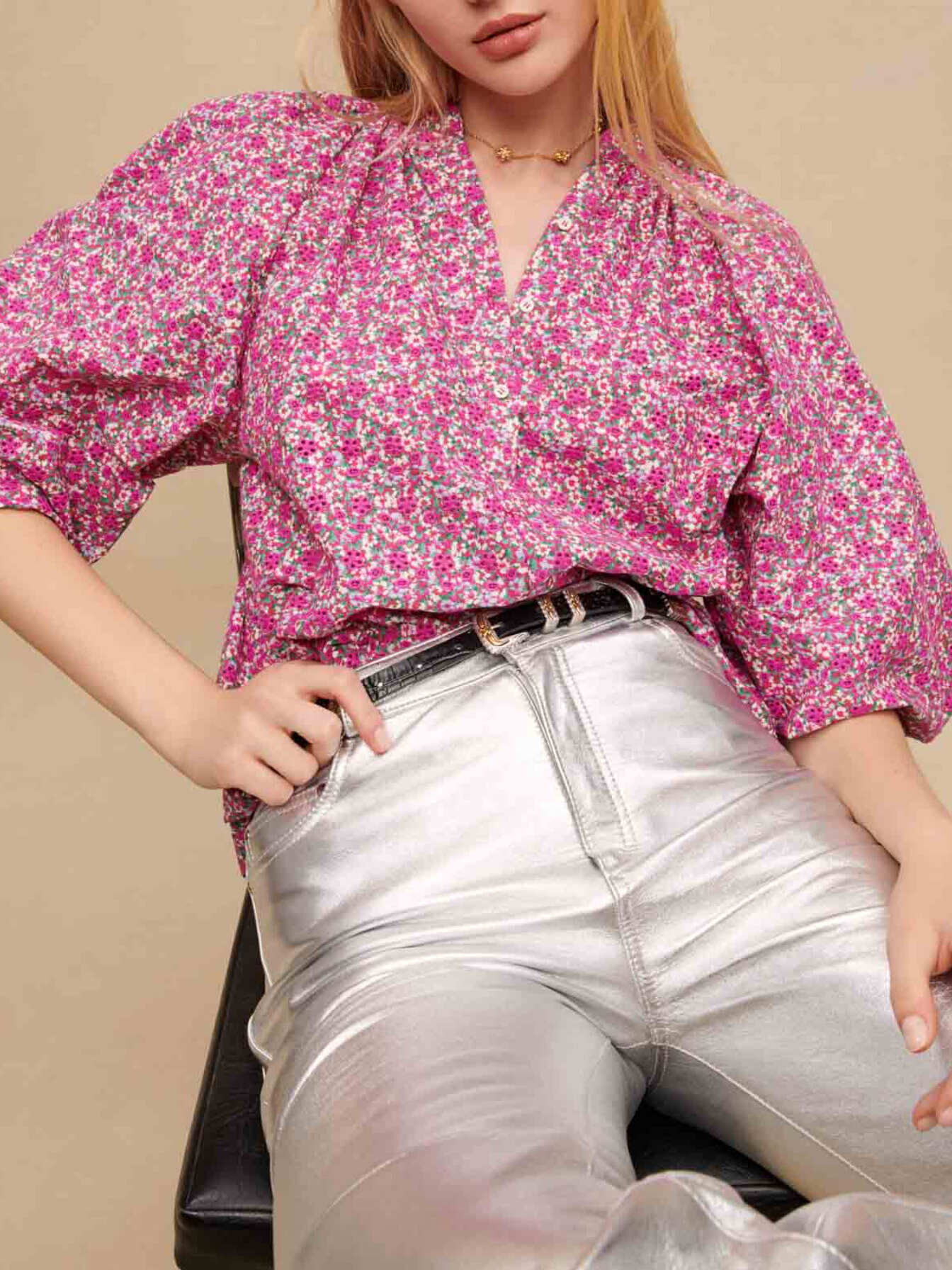 Floral printed blouse Pink For Women | Maje