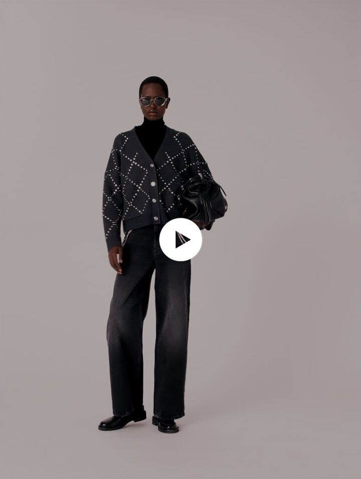 Cardigan à carreaux strassé