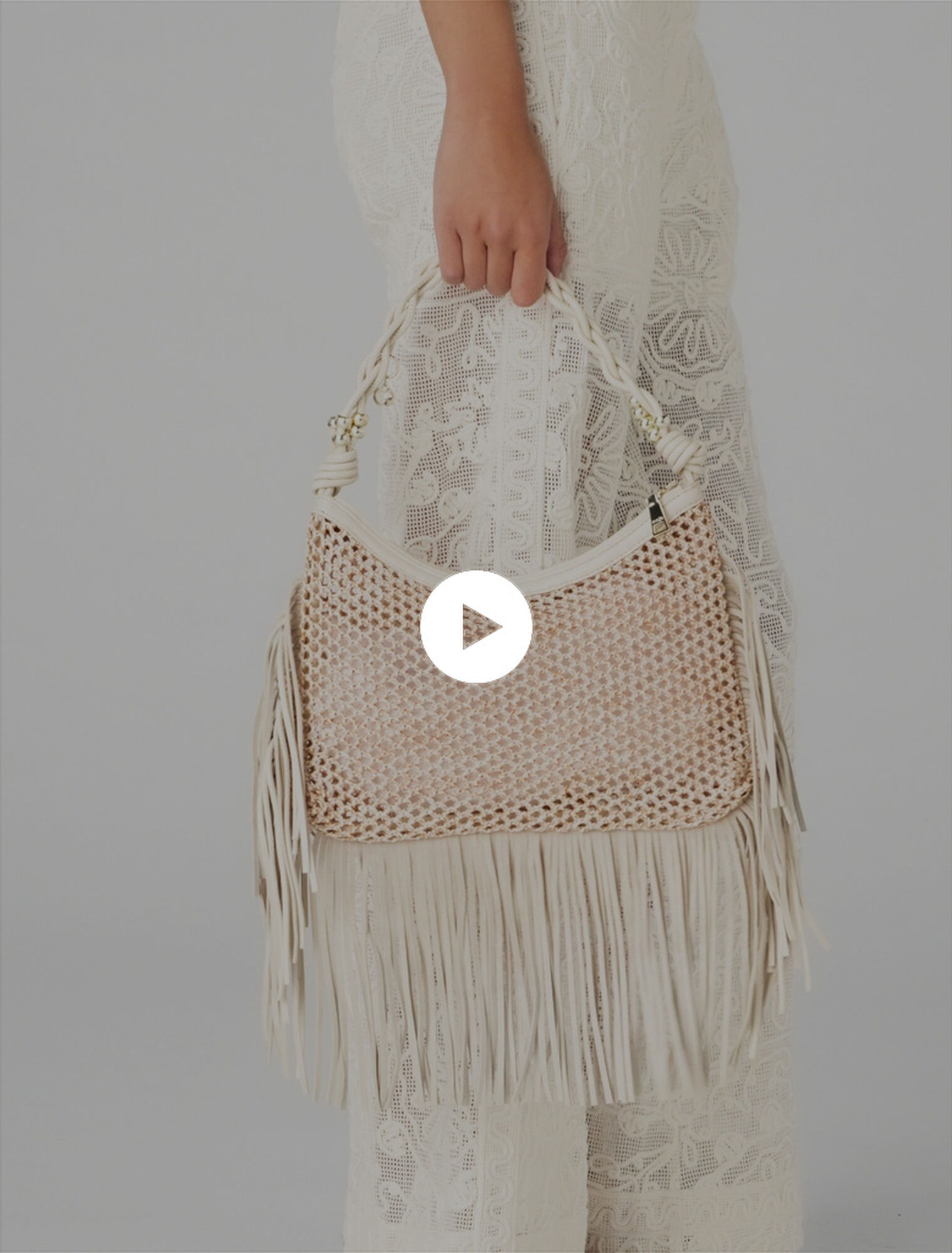 Sac hobo en mesh &agrave; franges