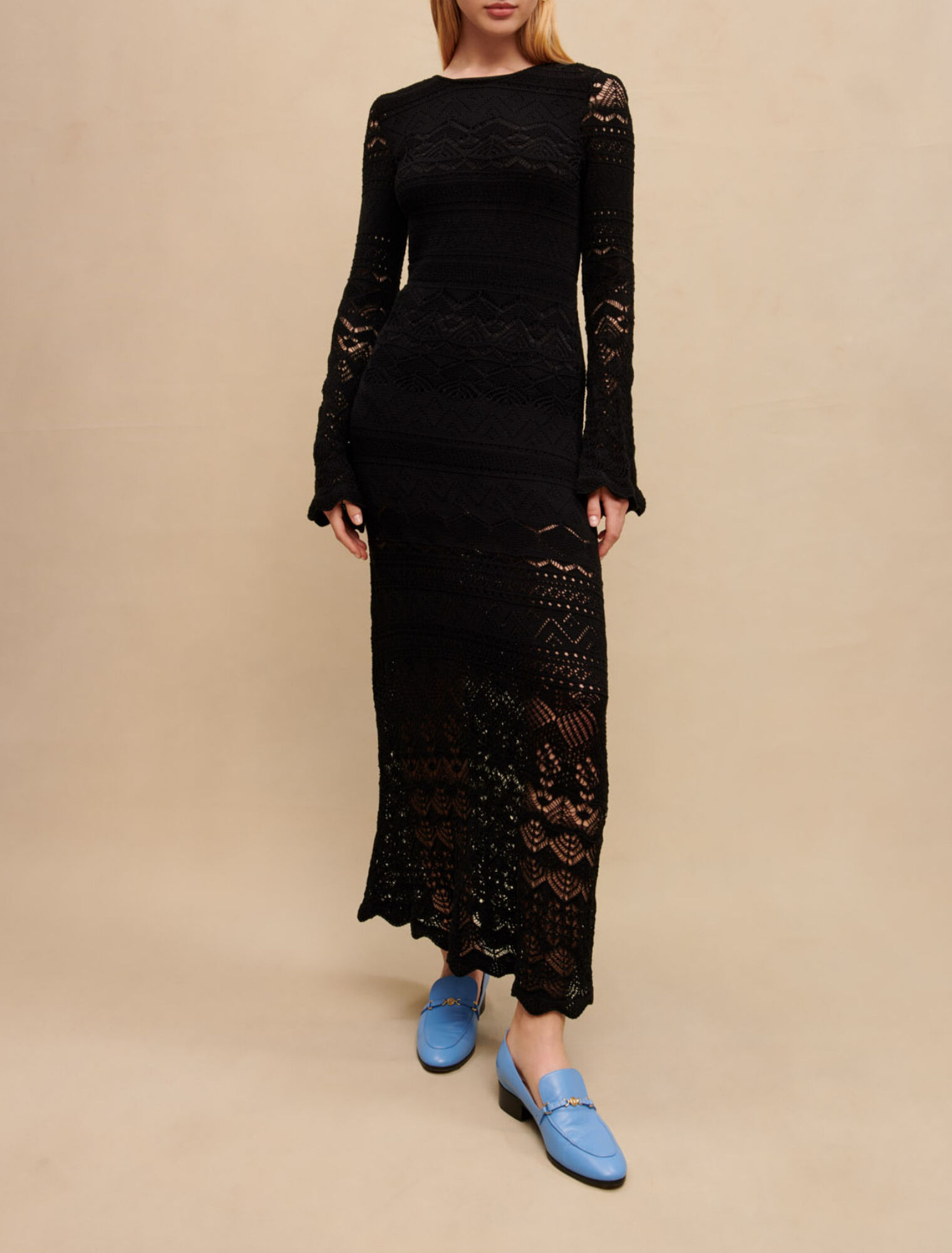 Robe longue en maille ajourée