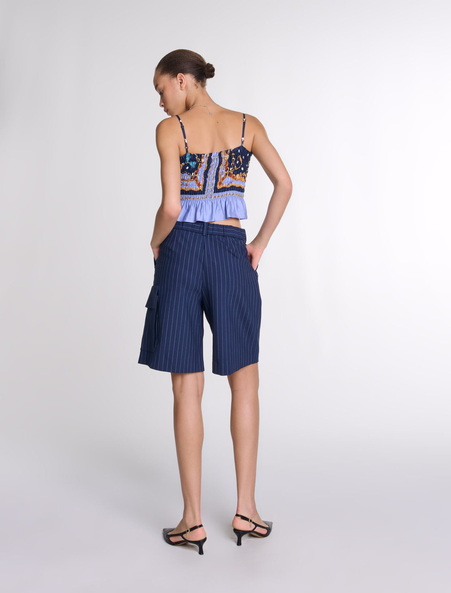 Crop top smocké imprimé