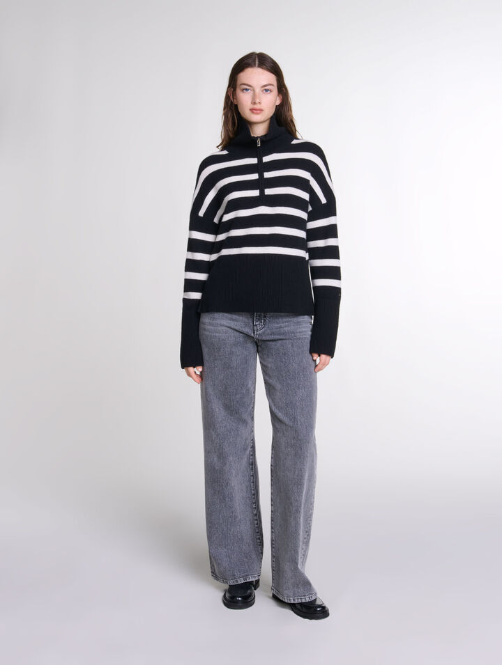 Stripe print high-neck jumper