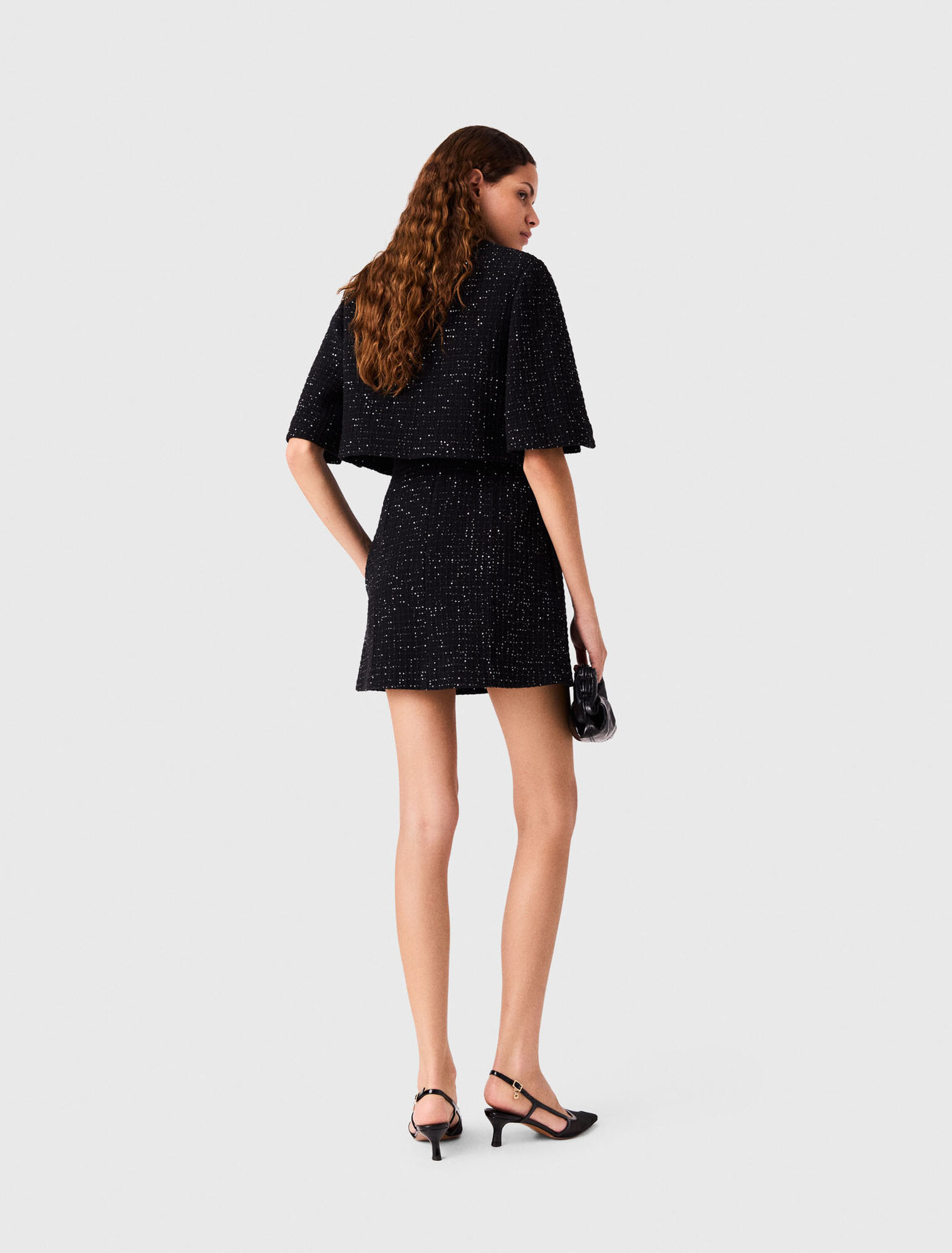 2-in-1 sequin tweed dress