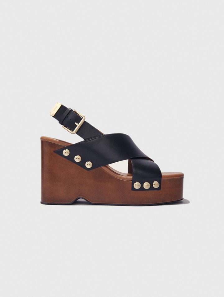 Sandales compensées en cuir
