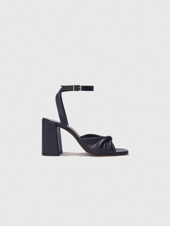 Sandales en cuir lisse à talon
