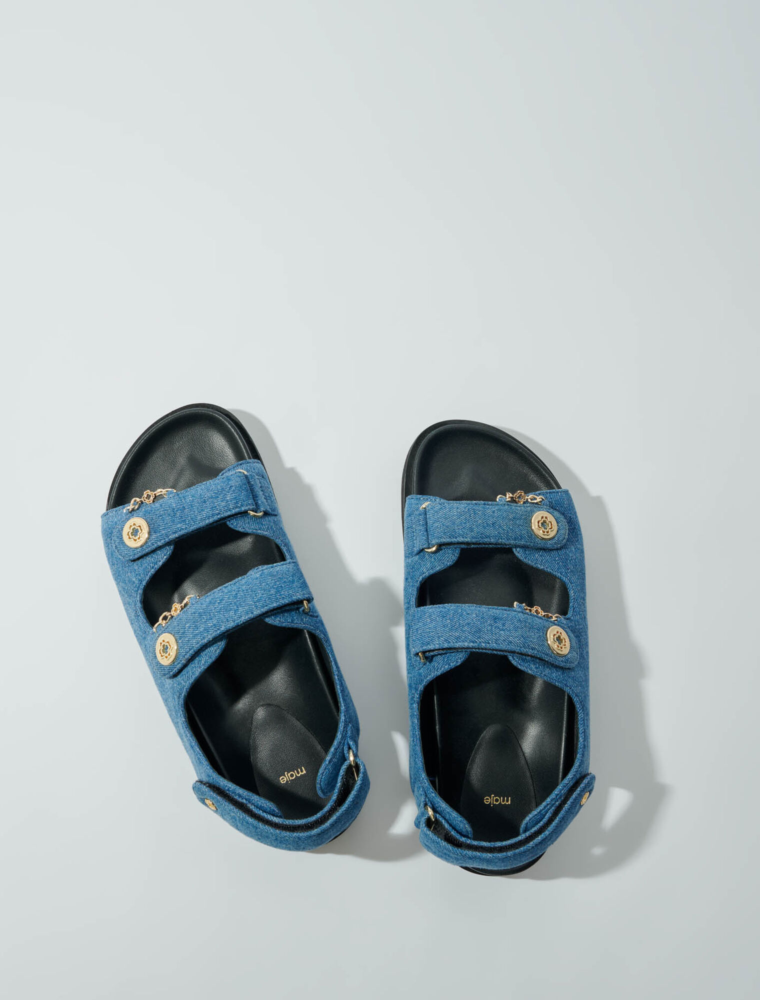 Flat denim sandals