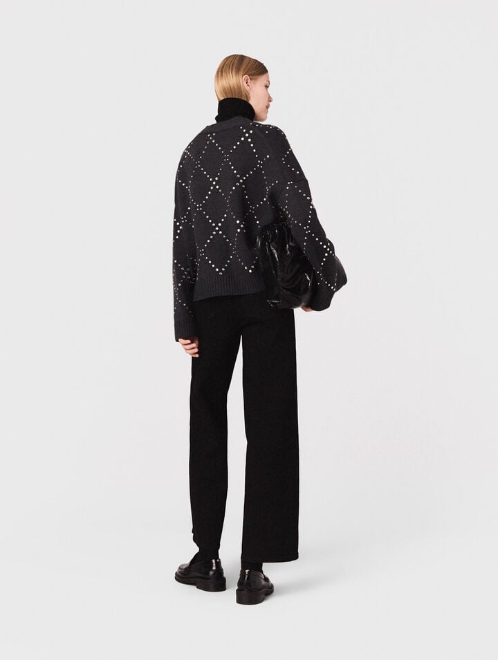 Cardigan à carreaux strassé