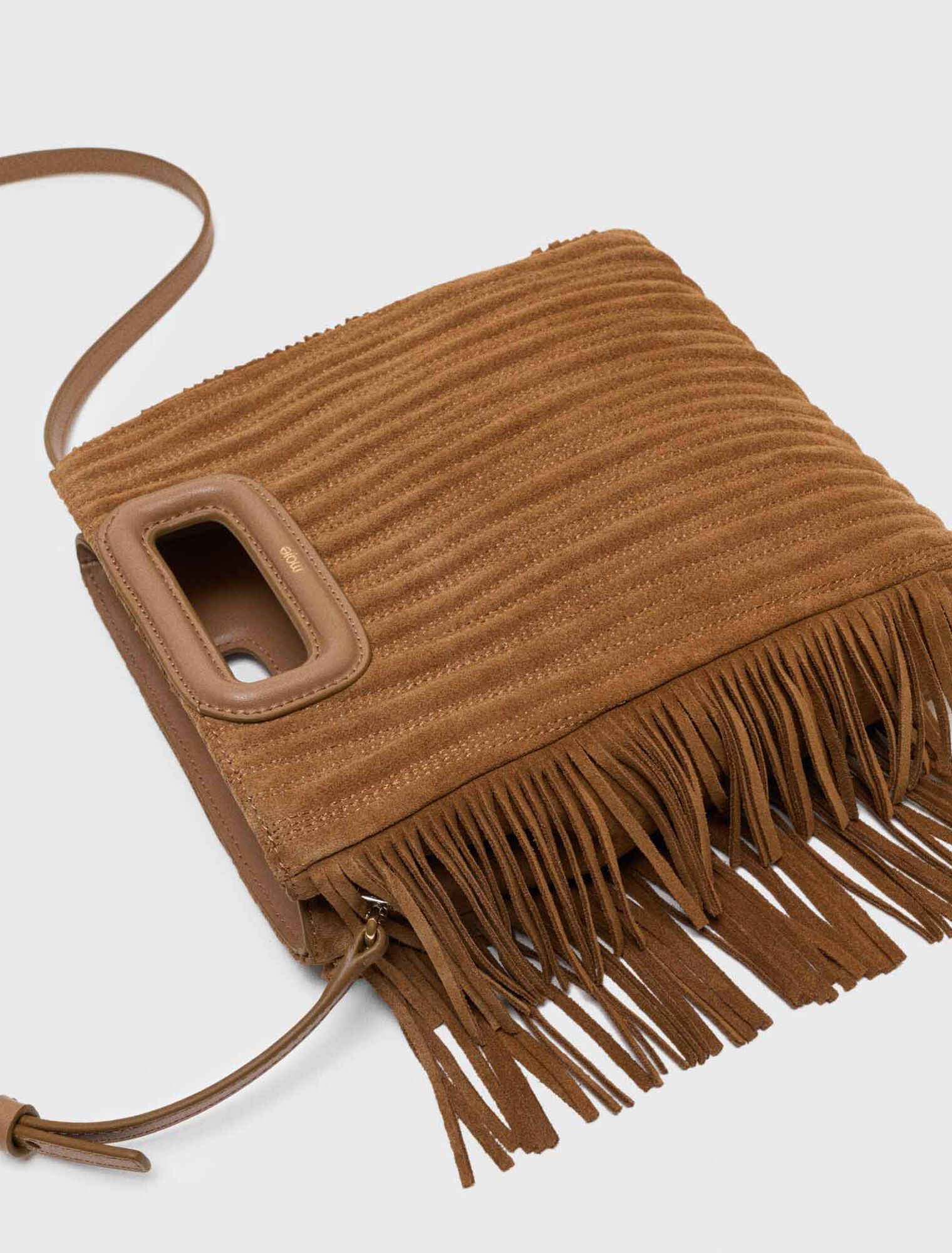 Quilted suede M bag