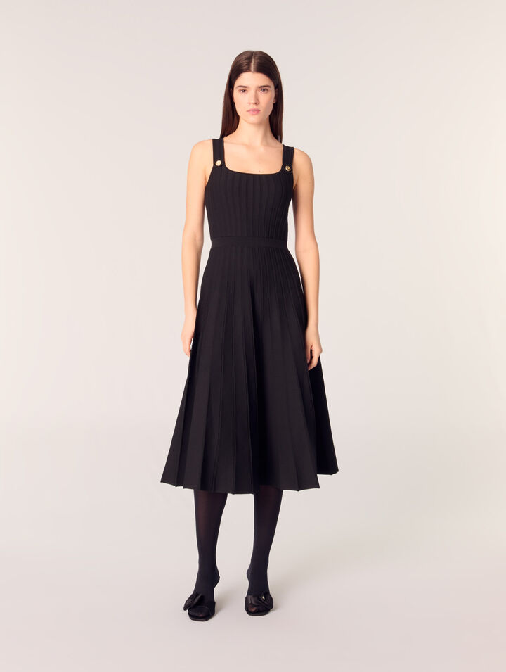 Robe midi en maille plissée