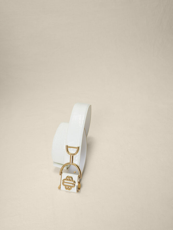 Ceinture large en cuir lisse