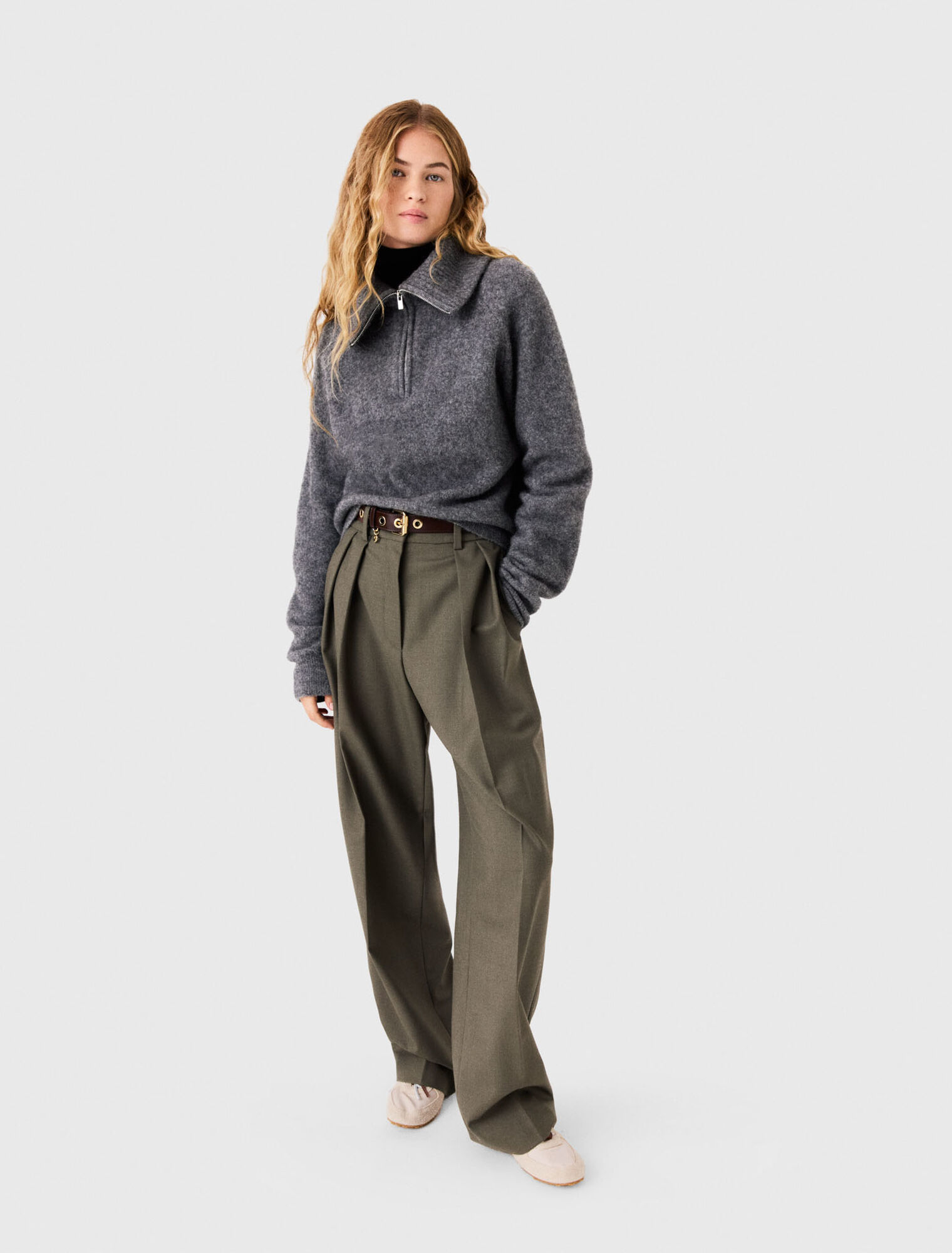 Zip-neck yak sweater