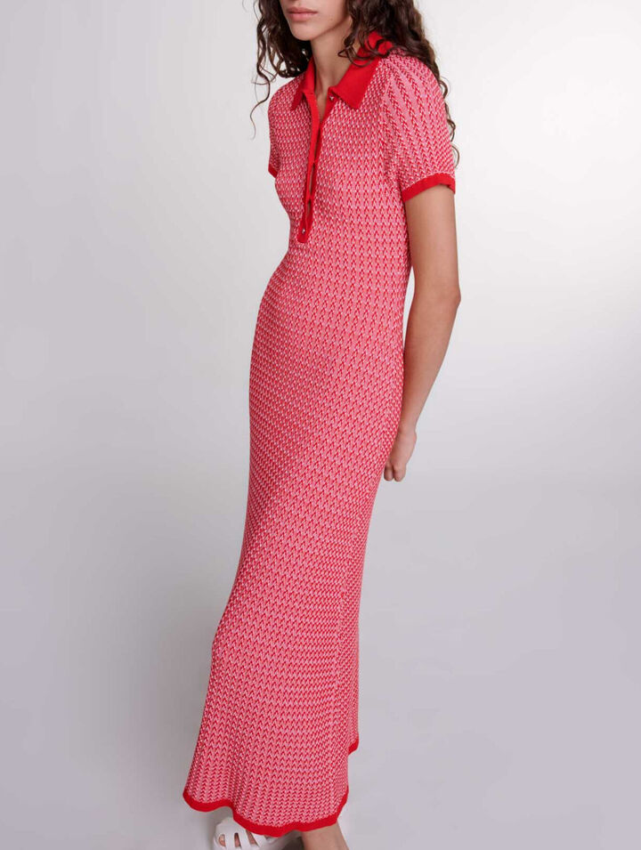 Robe longue en maille chevrons