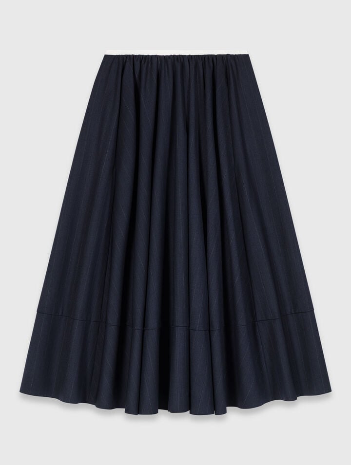 Striped tailored midi skirt
