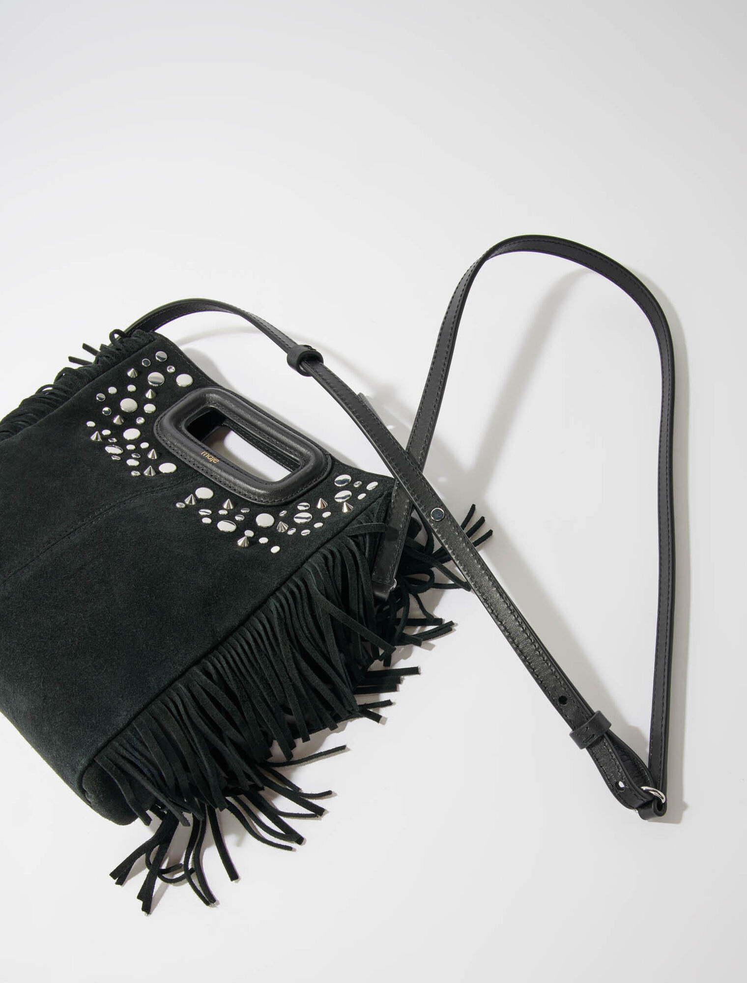 Fringed leather M bag