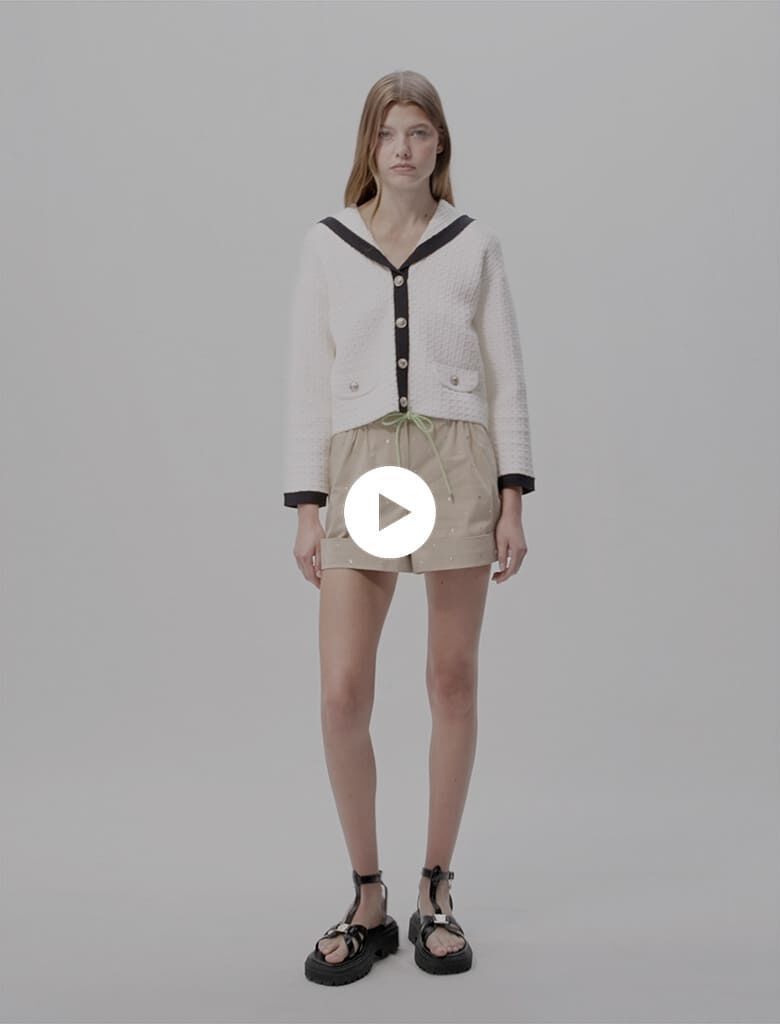 MY___　マイ　CARDIGAN WITH COLLAR Contrast collar cardigan