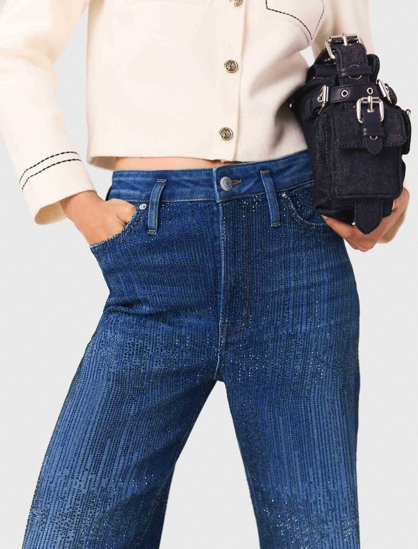 épine エピヌ é rhinestone jeans blue 美品 epine é rhinestone jeans blue S エピヌ