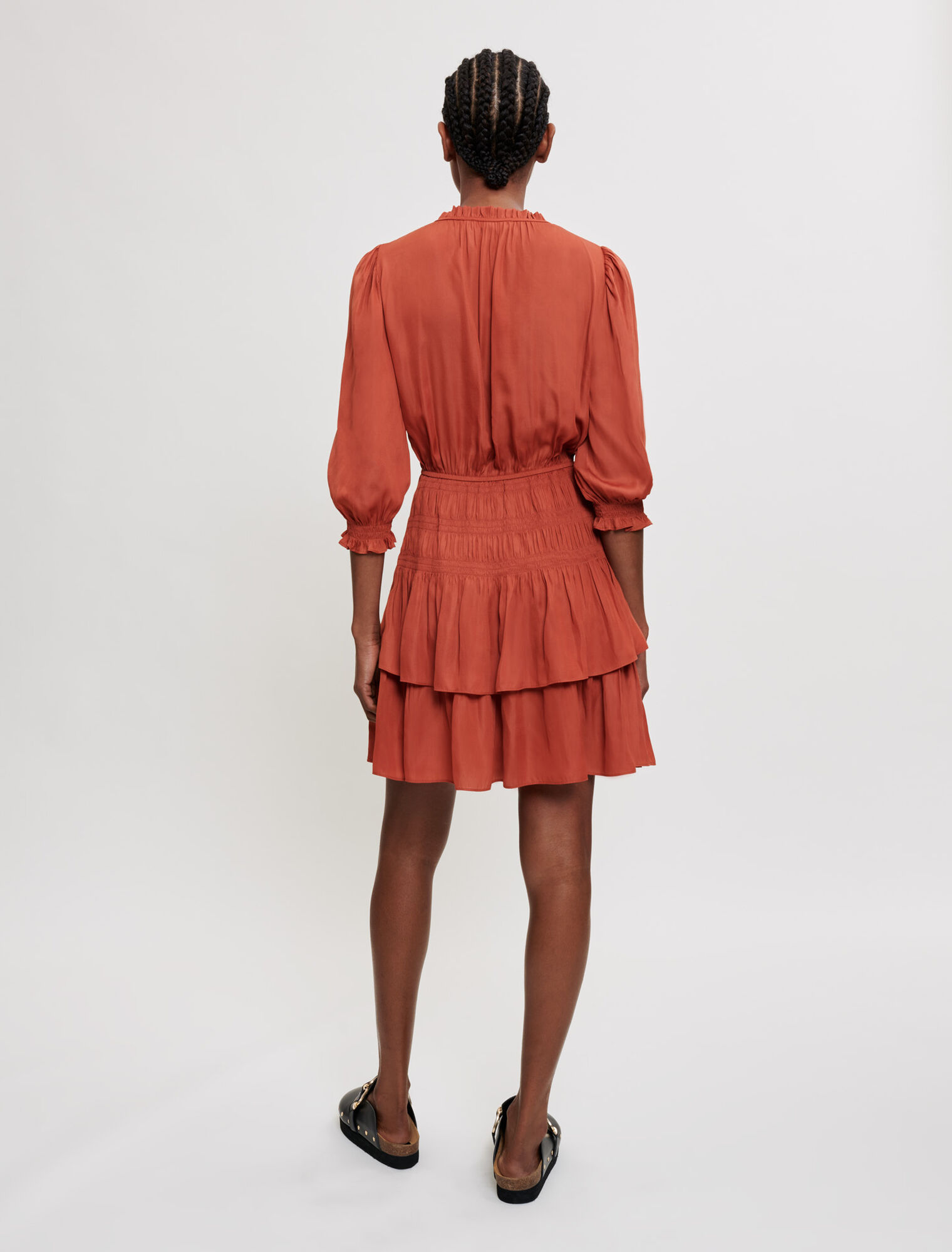 Satin dress with ruffles