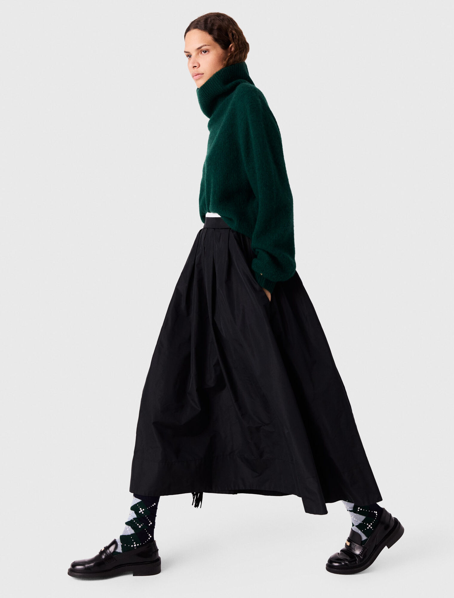 Jupe longue avec taille contrast&eacute;e