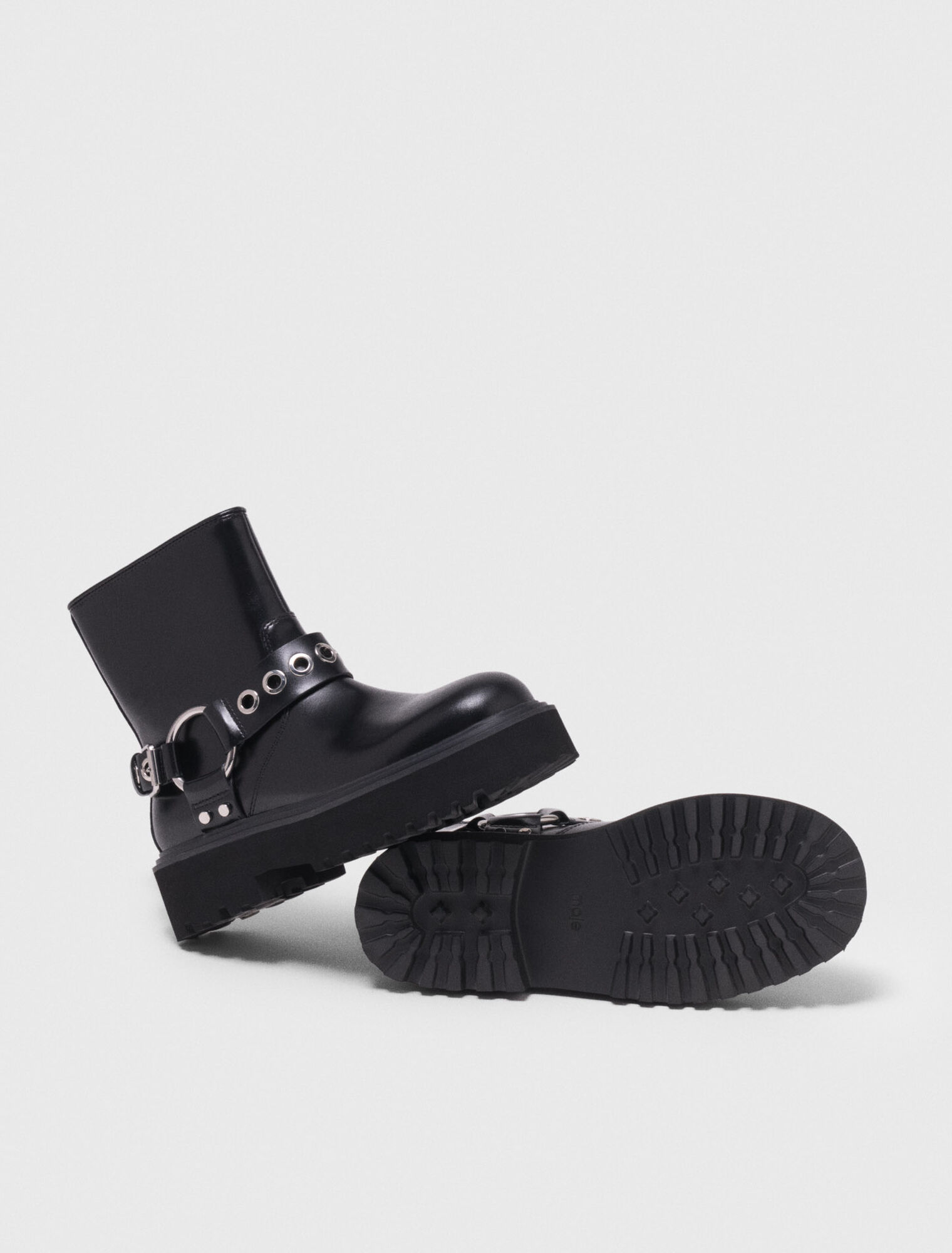 Bottine biker en cuir