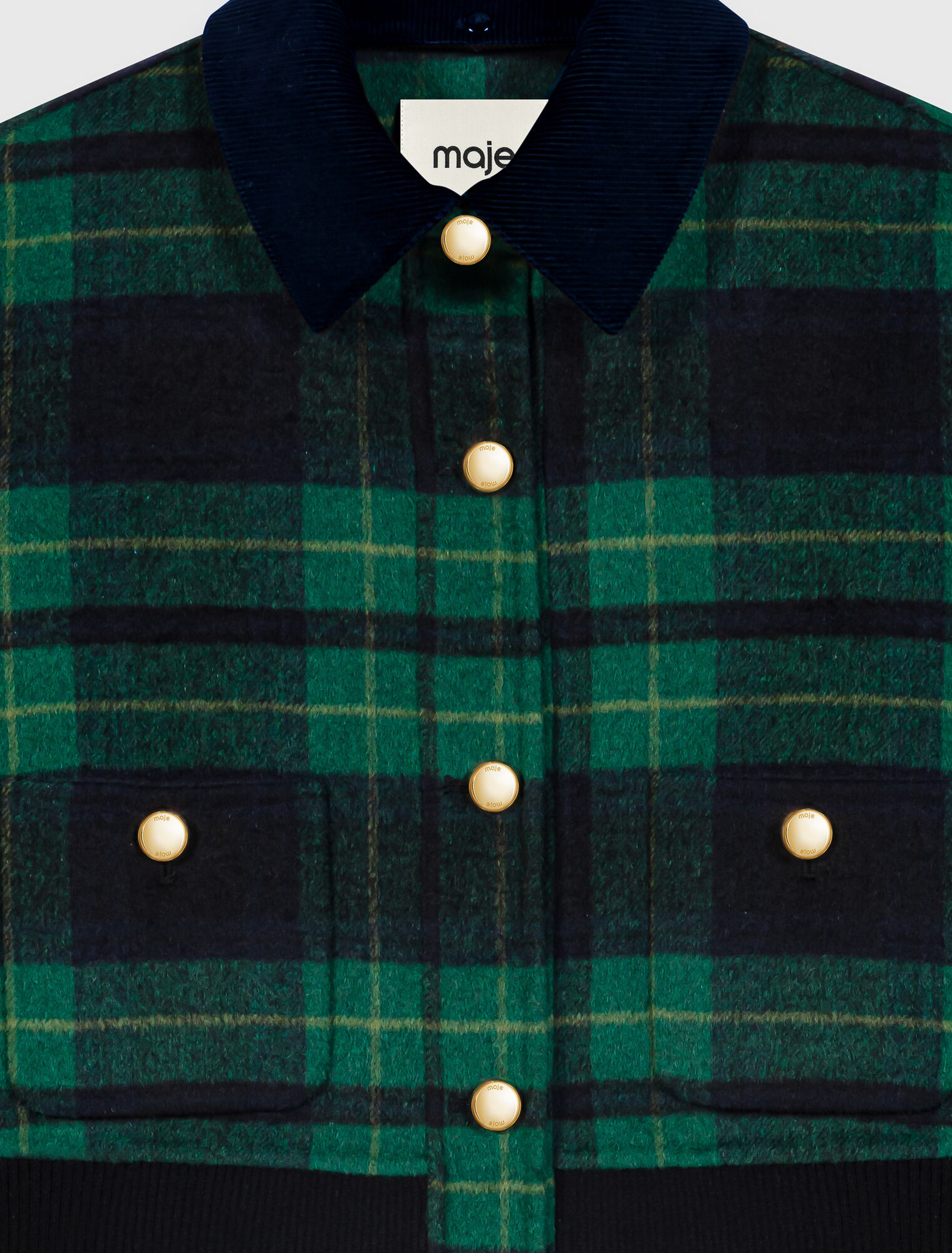 Reversible cropped check jacket