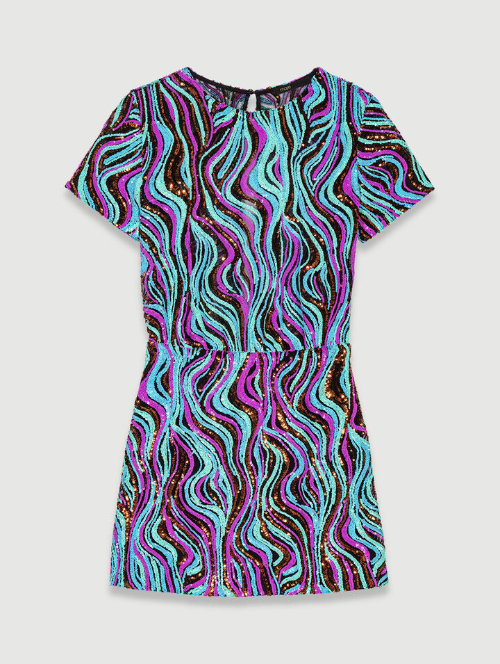 Robe courte trompe l'œil à sequins