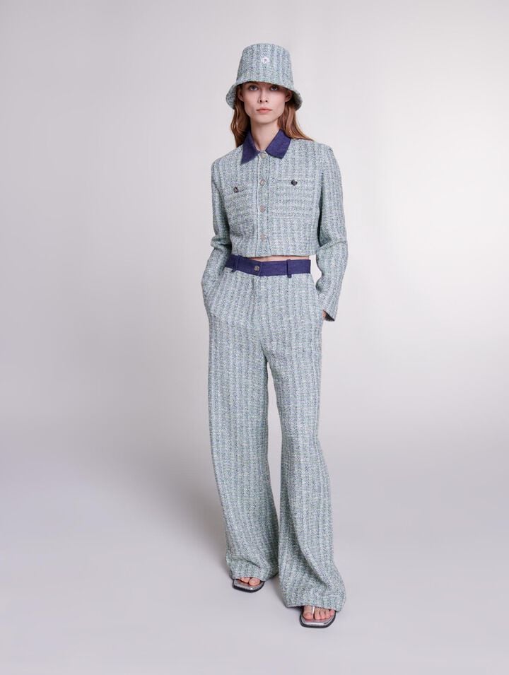 Pantalon large en tweed