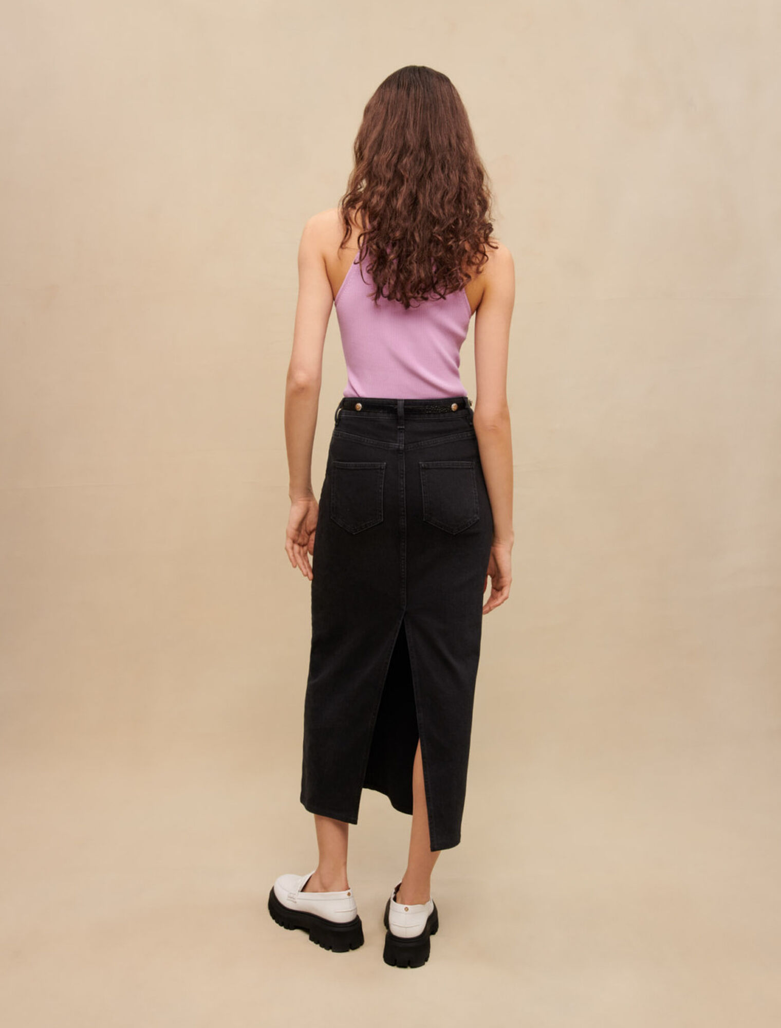 Long denim skirt