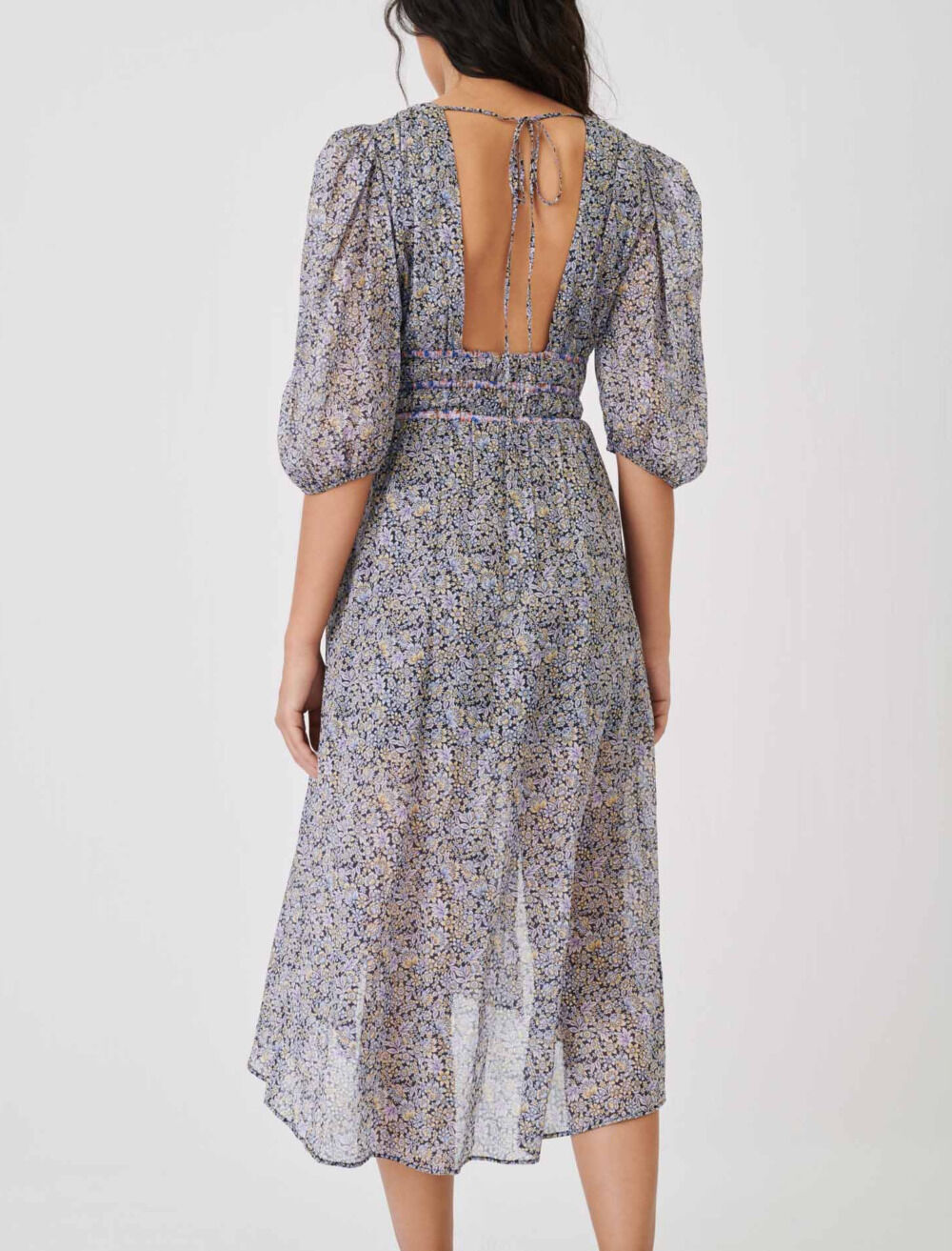 Robe smockee en voile de coton imprime