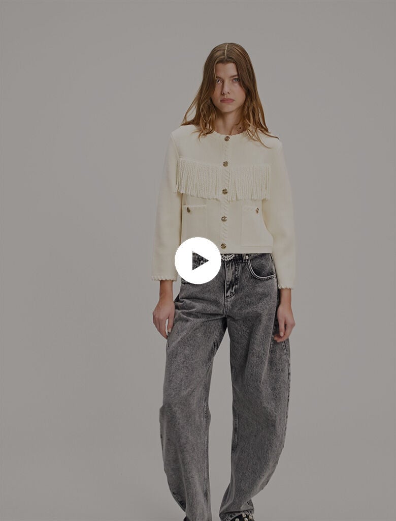 Fringed cardigan White For Women | Maje