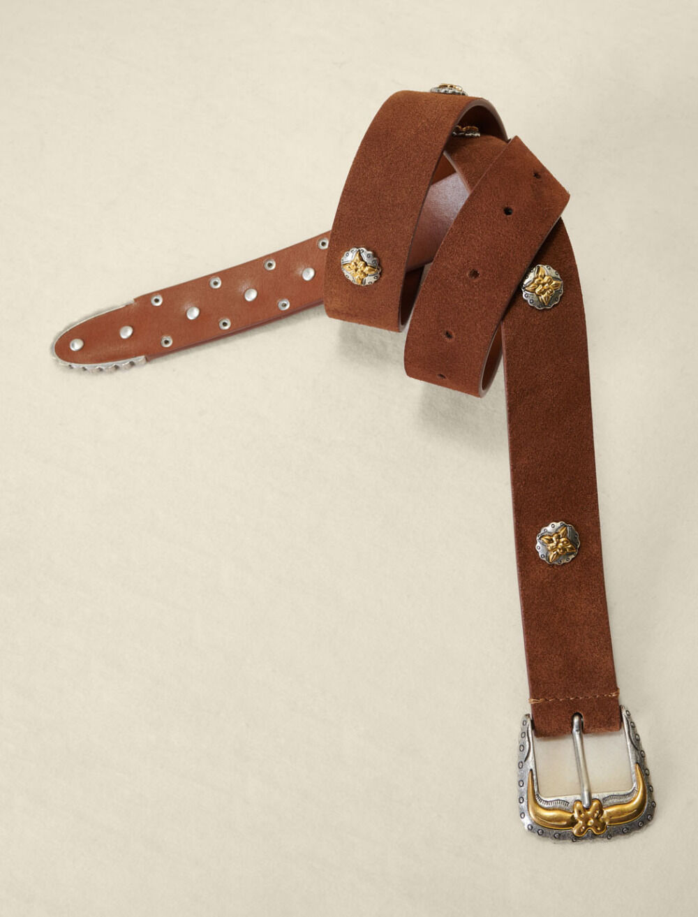 Ceinture western en cuir suede