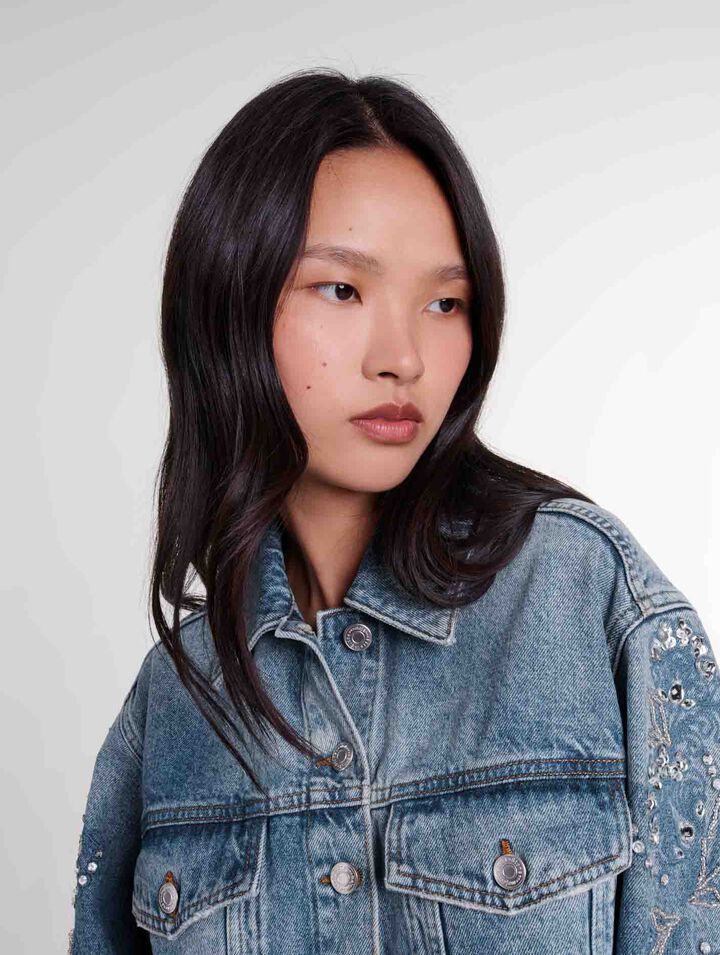 Blouson en denim brod&eacute; 
