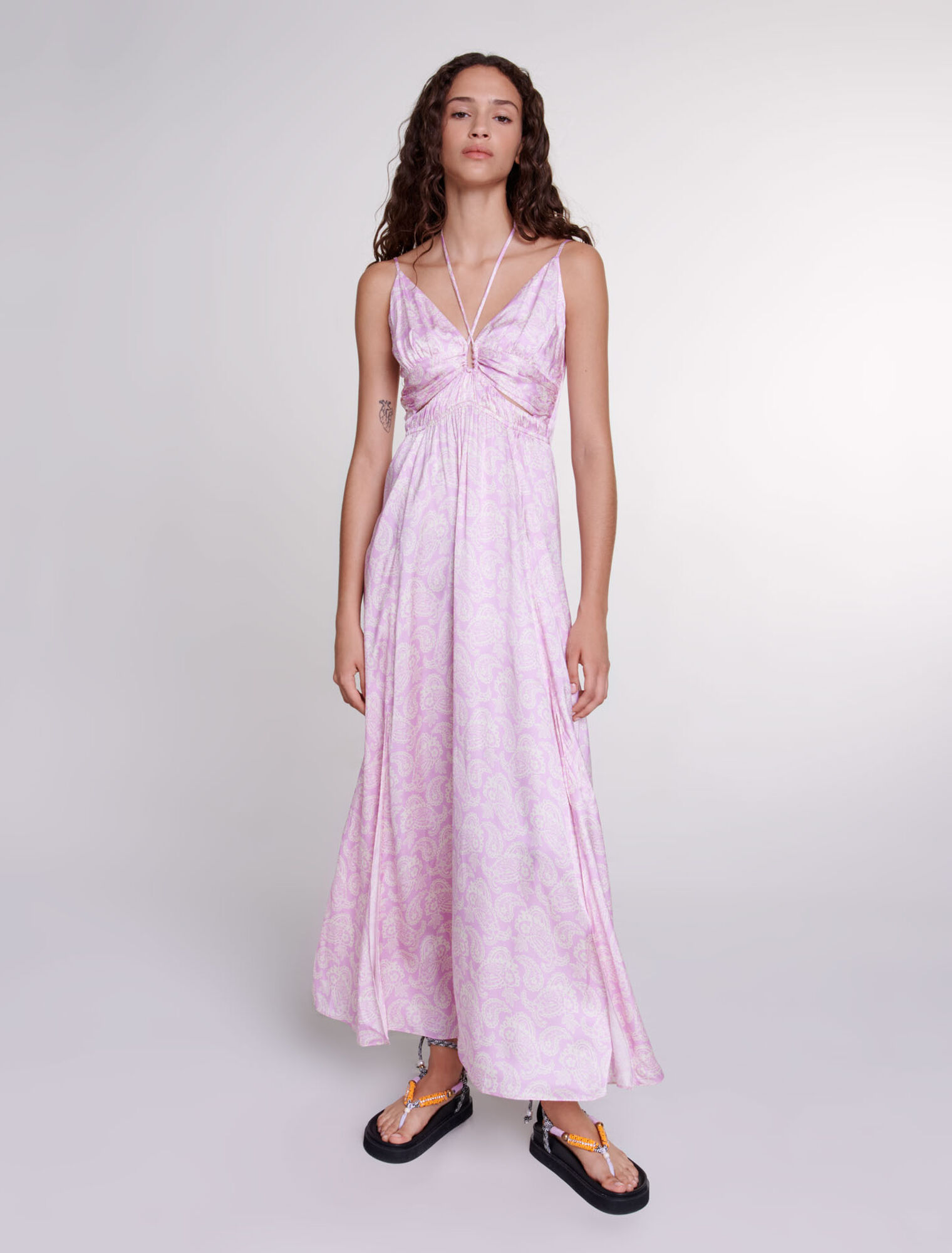 Robe longue imprimée ajourée