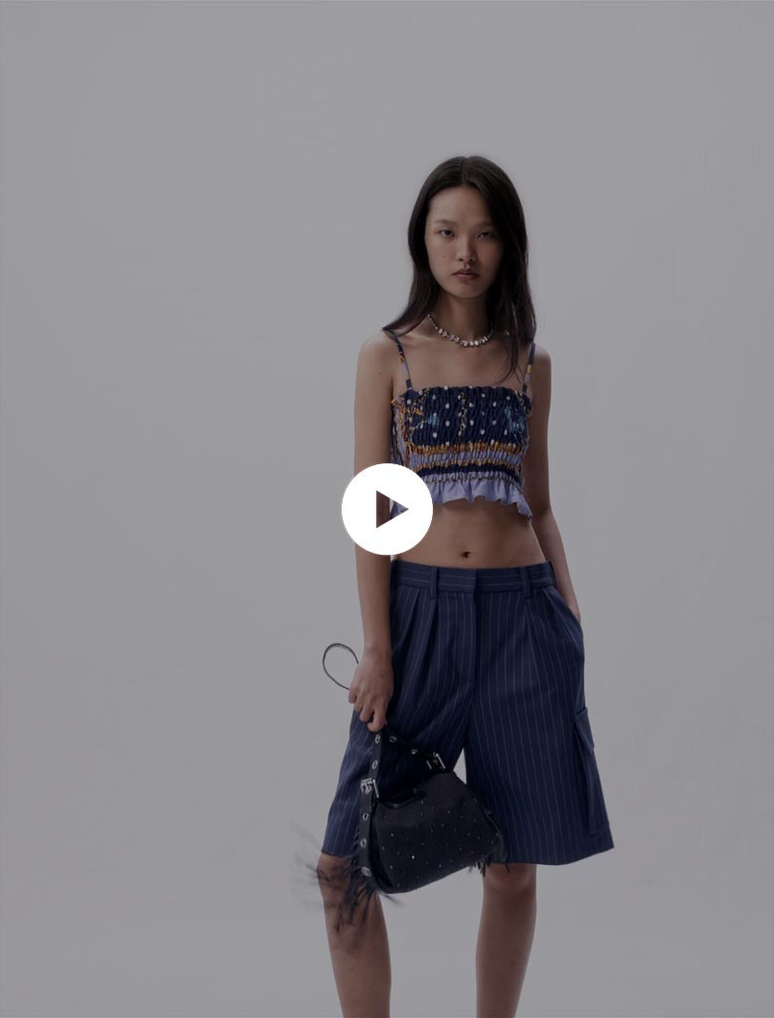 Crop top smocké imprimé