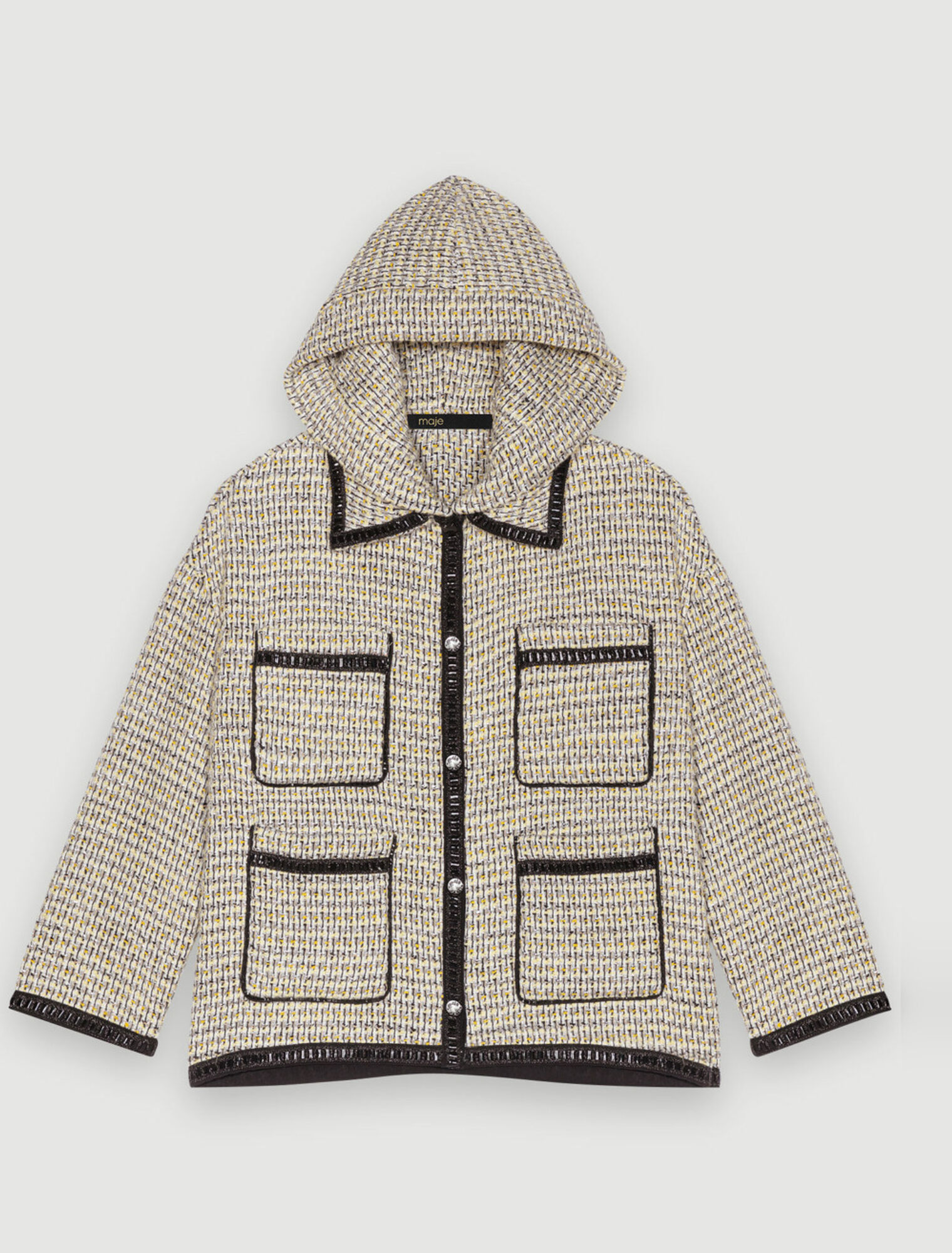 Manteau à capuche en tweed