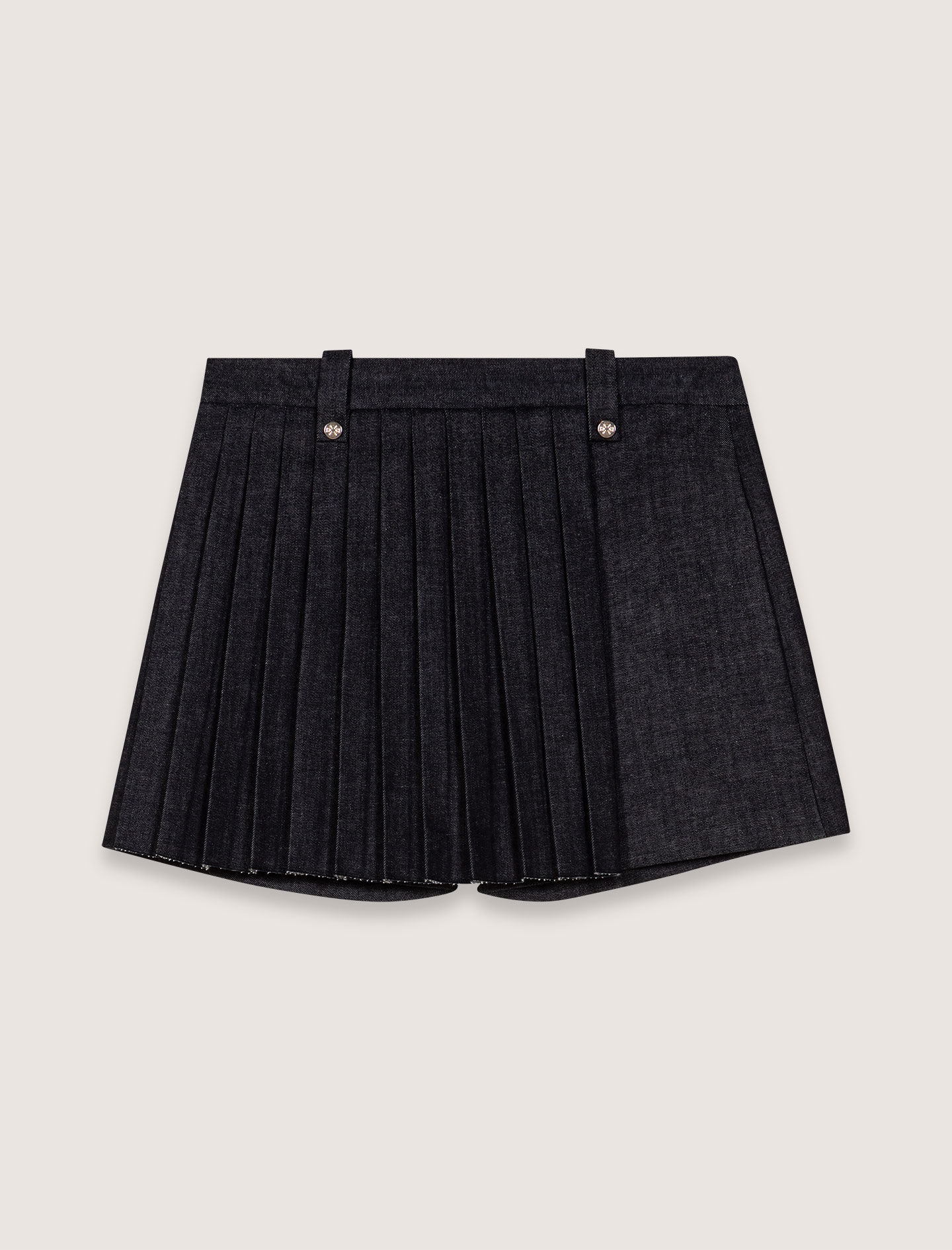 Black denim-effect mini skirt