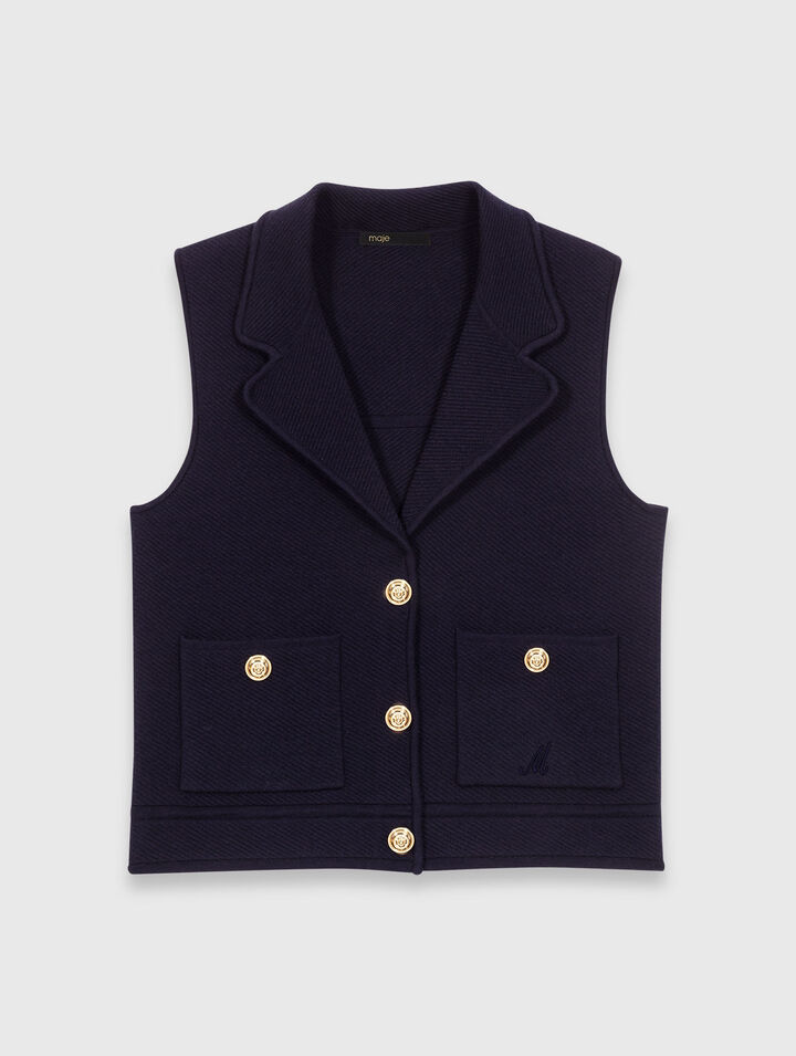 Gilet en maille &agrave; col polo