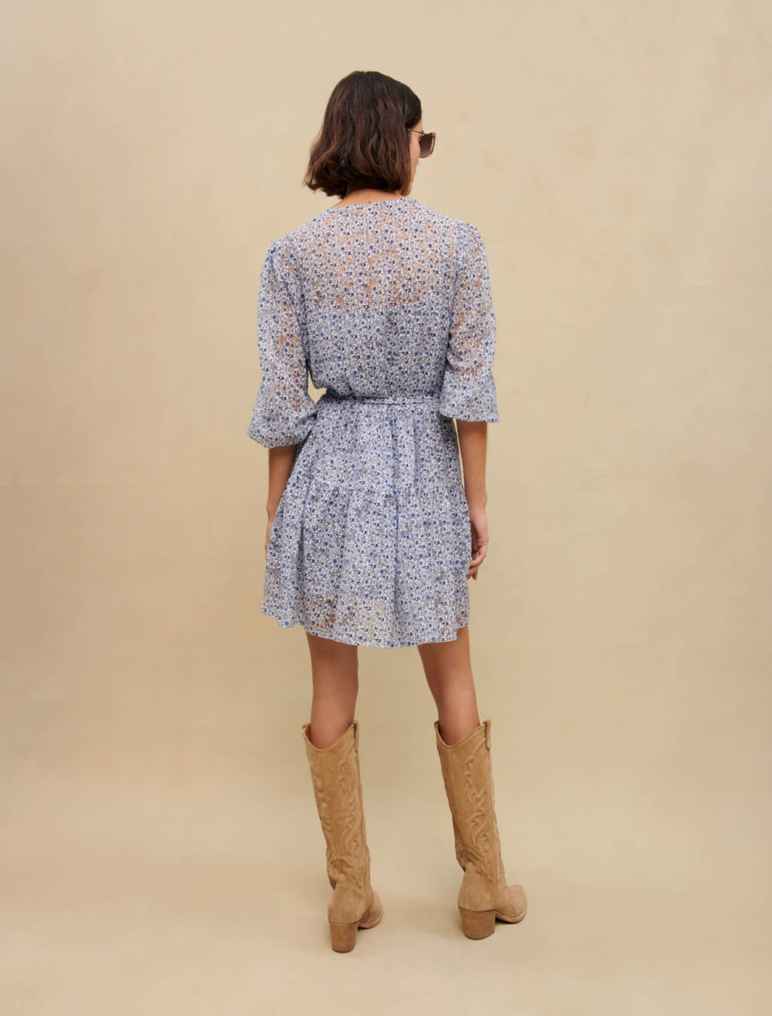 Robe nuisette ceinturée bleue