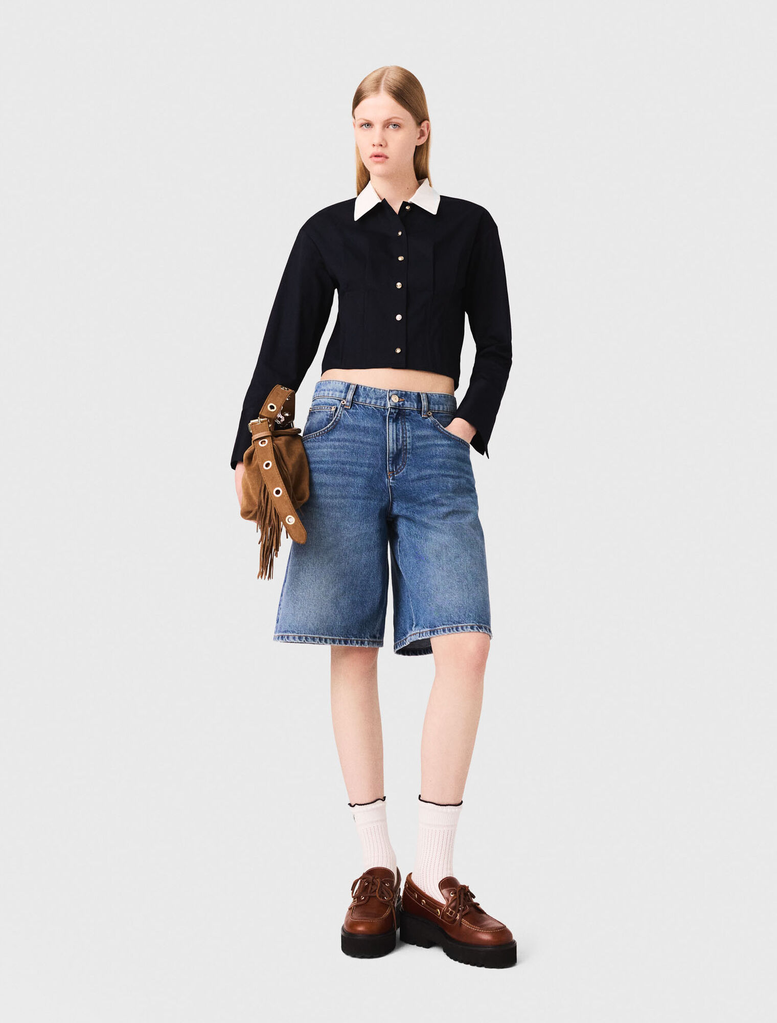 Chemise courte en popeline