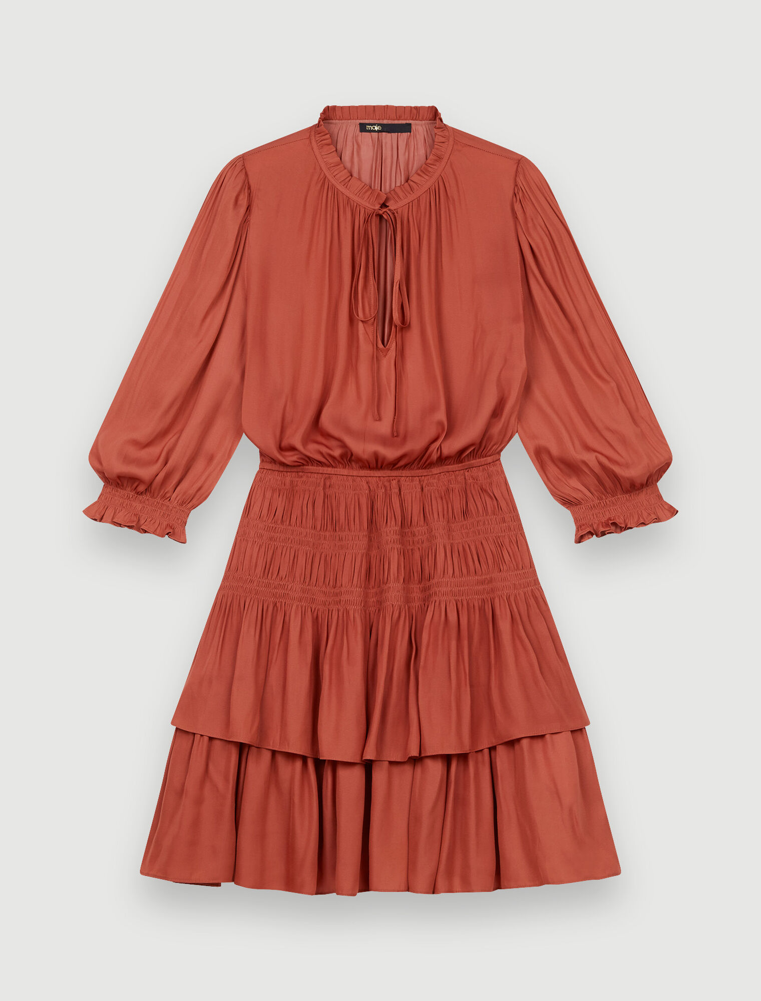 Satin dress with ruffles