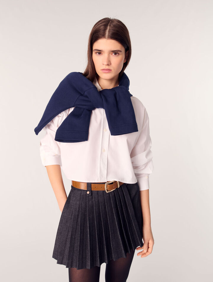 Short trompe l'œil en denim plissé