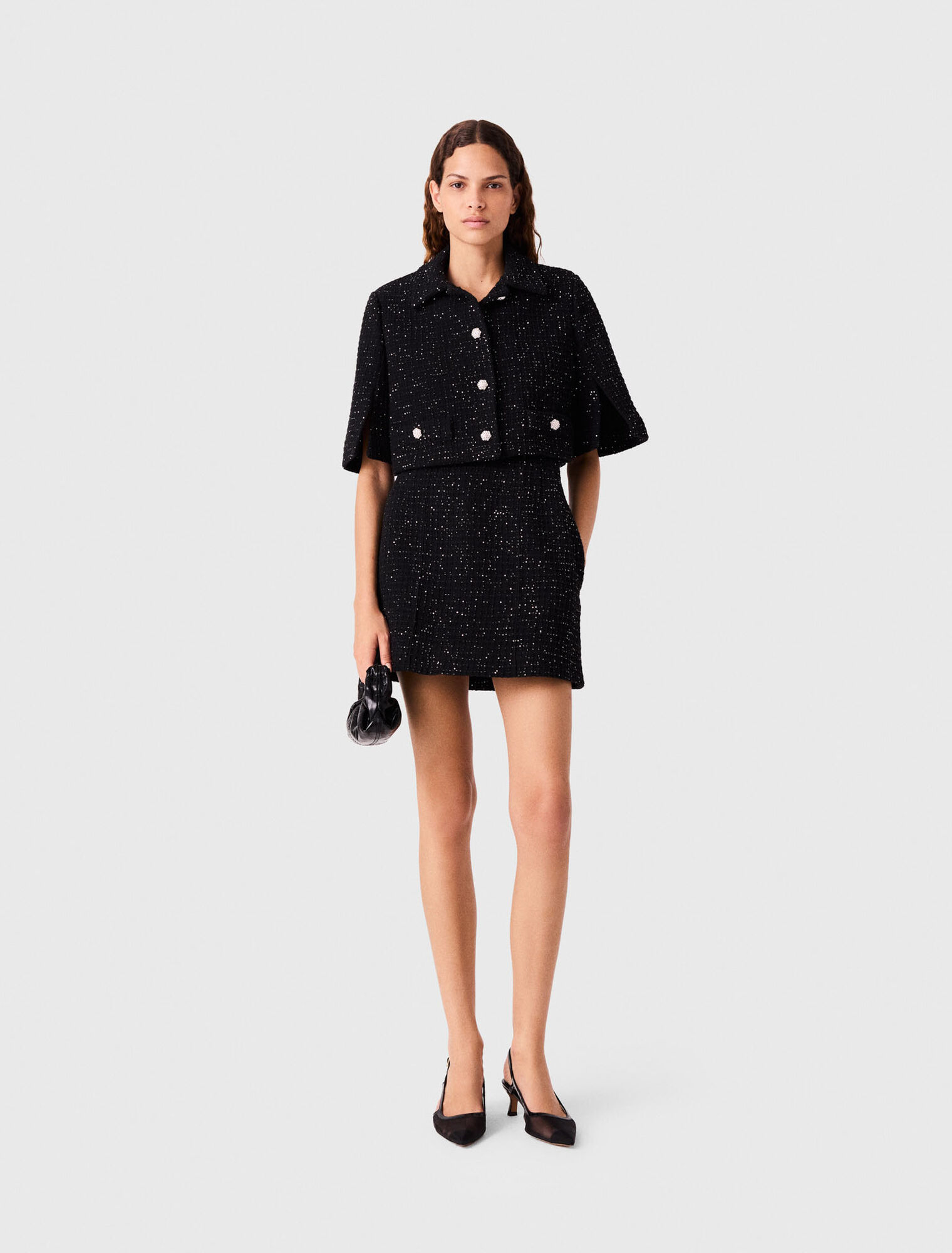 2-in-1 sequin tweed dress