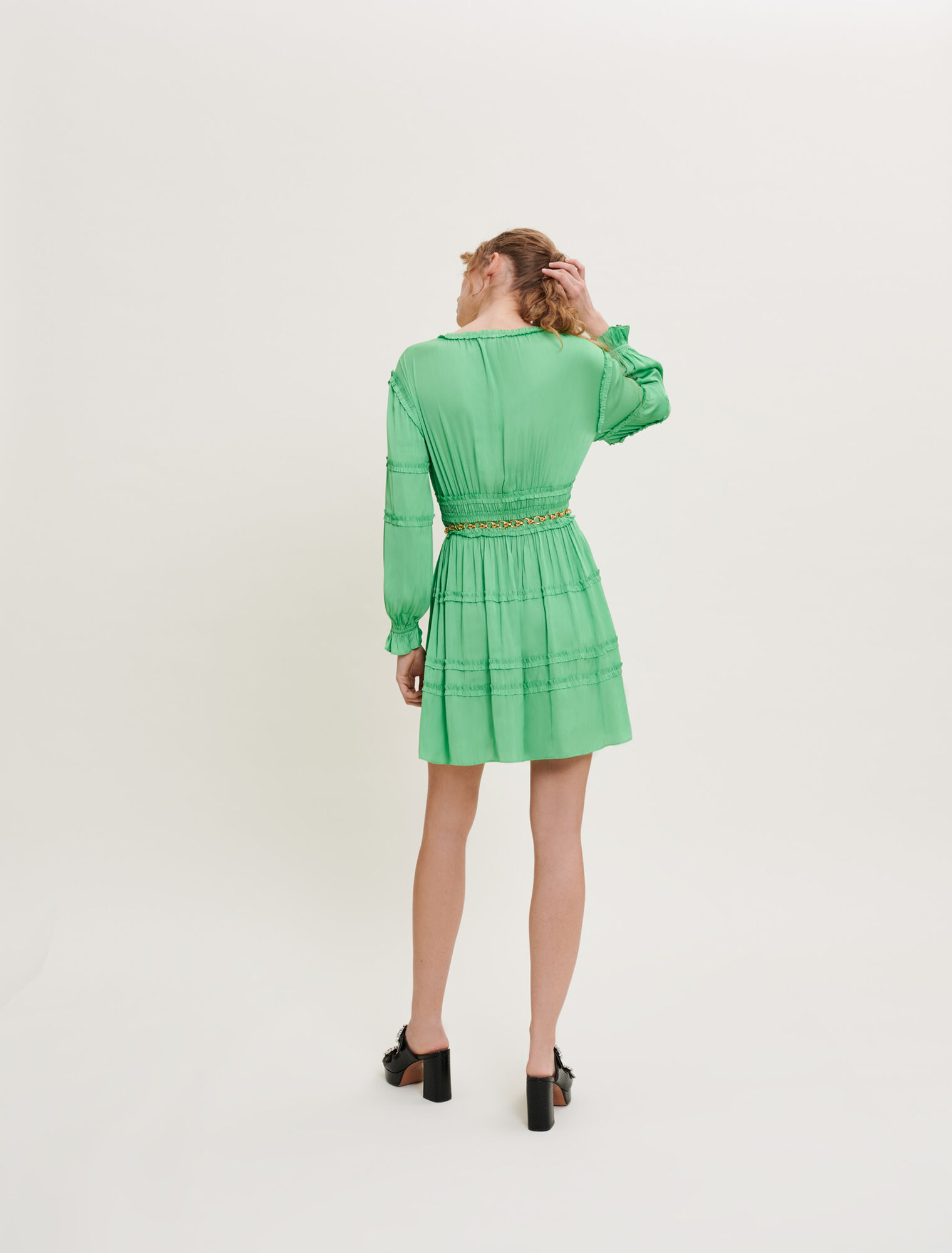 Little ruffle satin dress