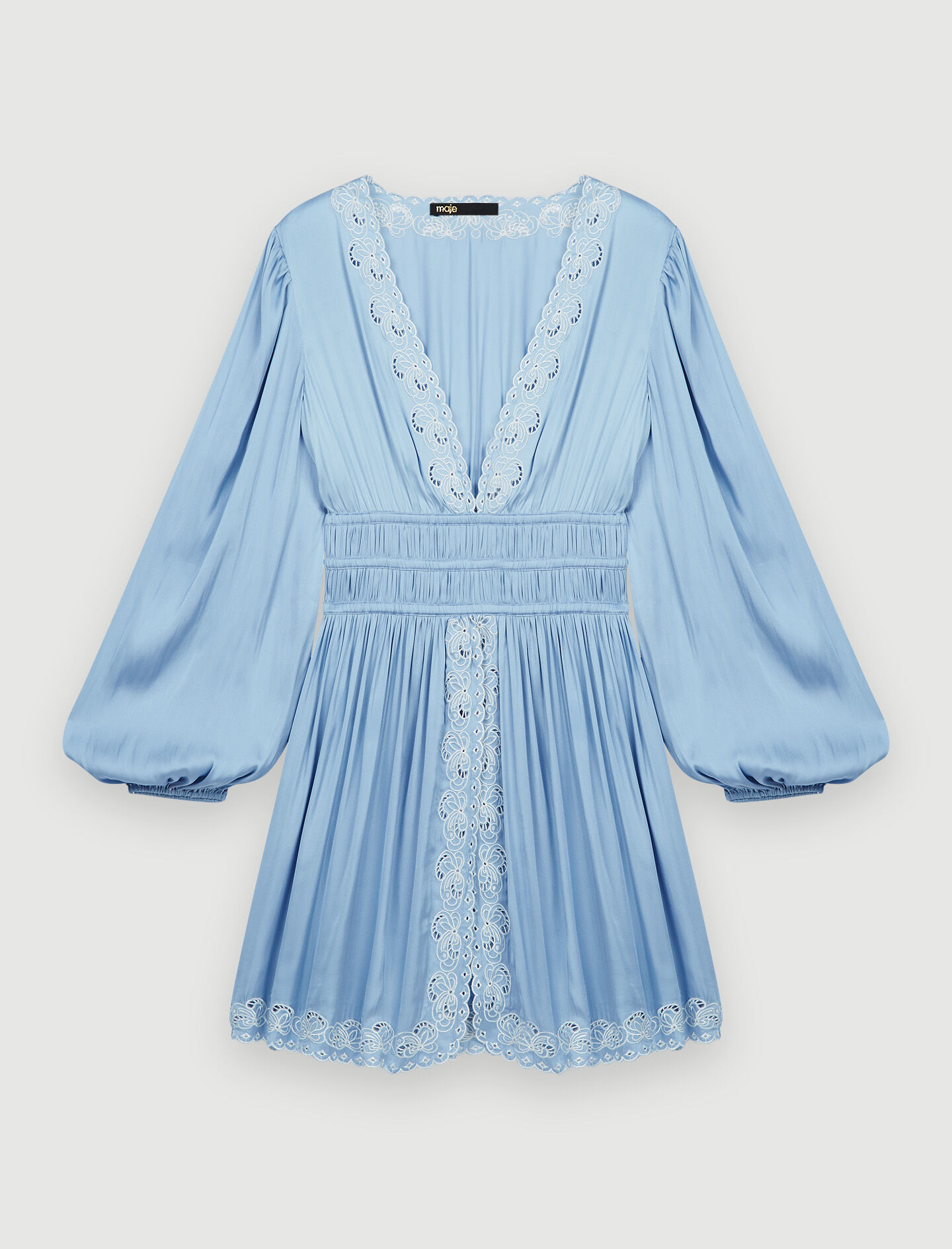 Embroidered satin dress