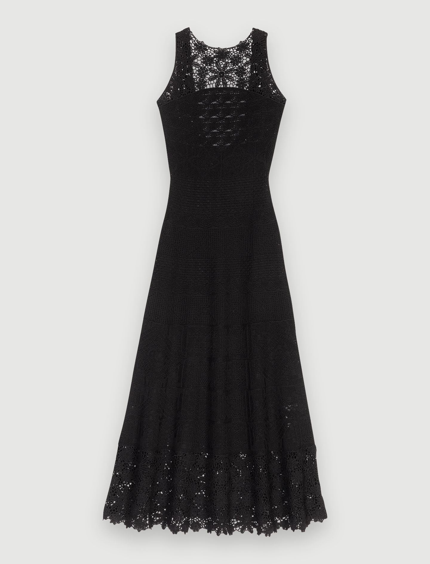 Crochet-knit maxi dress Black / Gray For Women | Maje