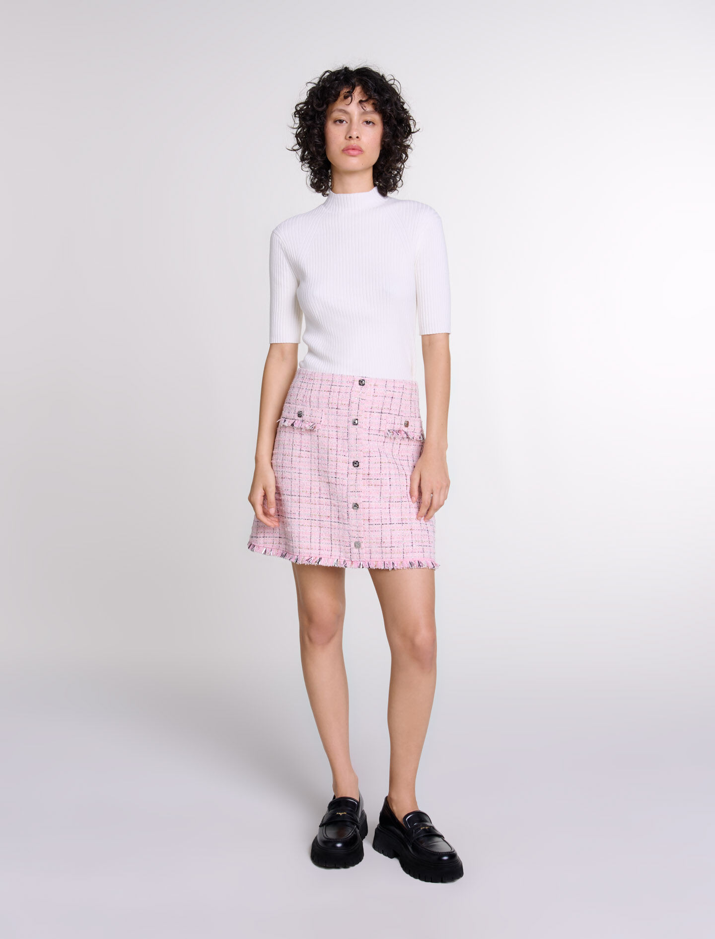 Gingham tweed skirt discount