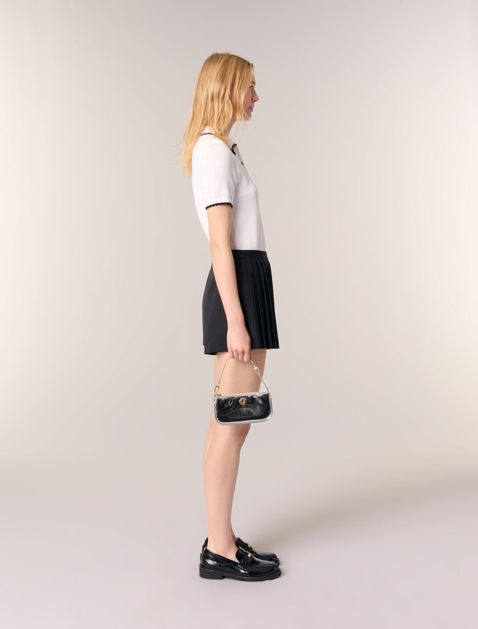 Short droit plissé
