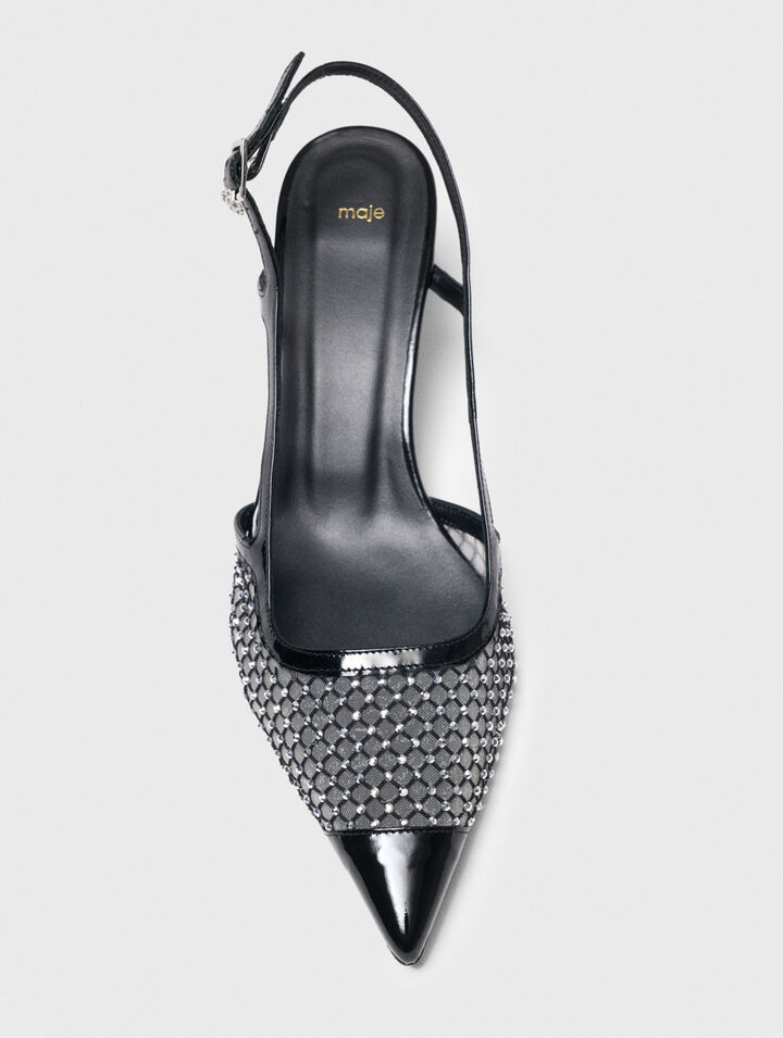 Rhinestone mesh pumps